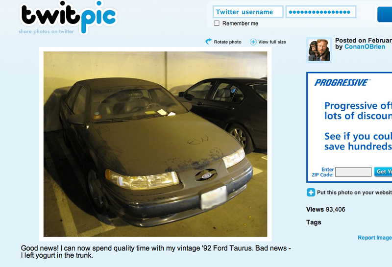 Illustration for article titled Conan O'Brien Tweets, Still Loves His Taurus SHO